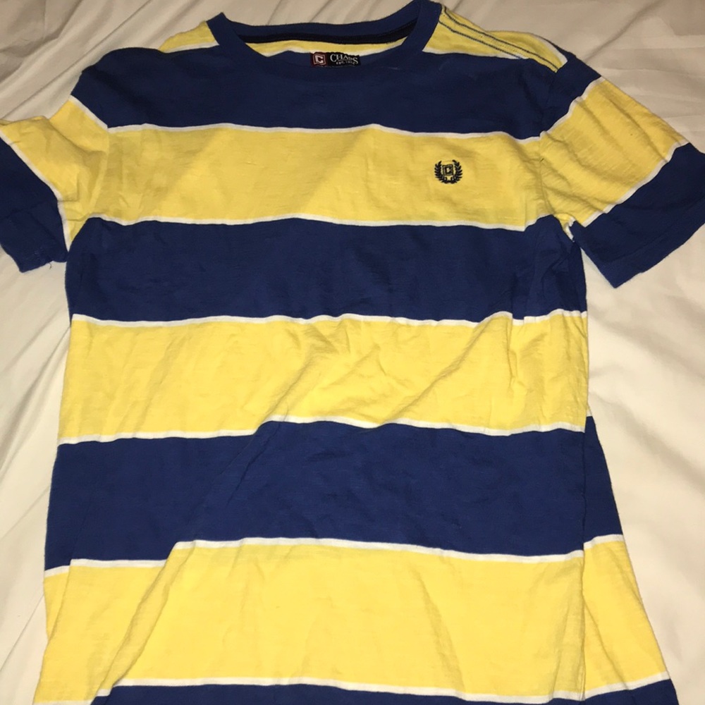 Yellow/blue/white short sleeve shirt